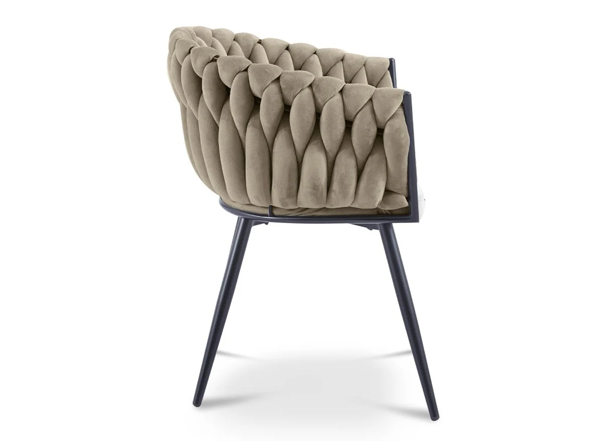 Lot de 2 chaises wave en velours taupe CINDY - Image 4