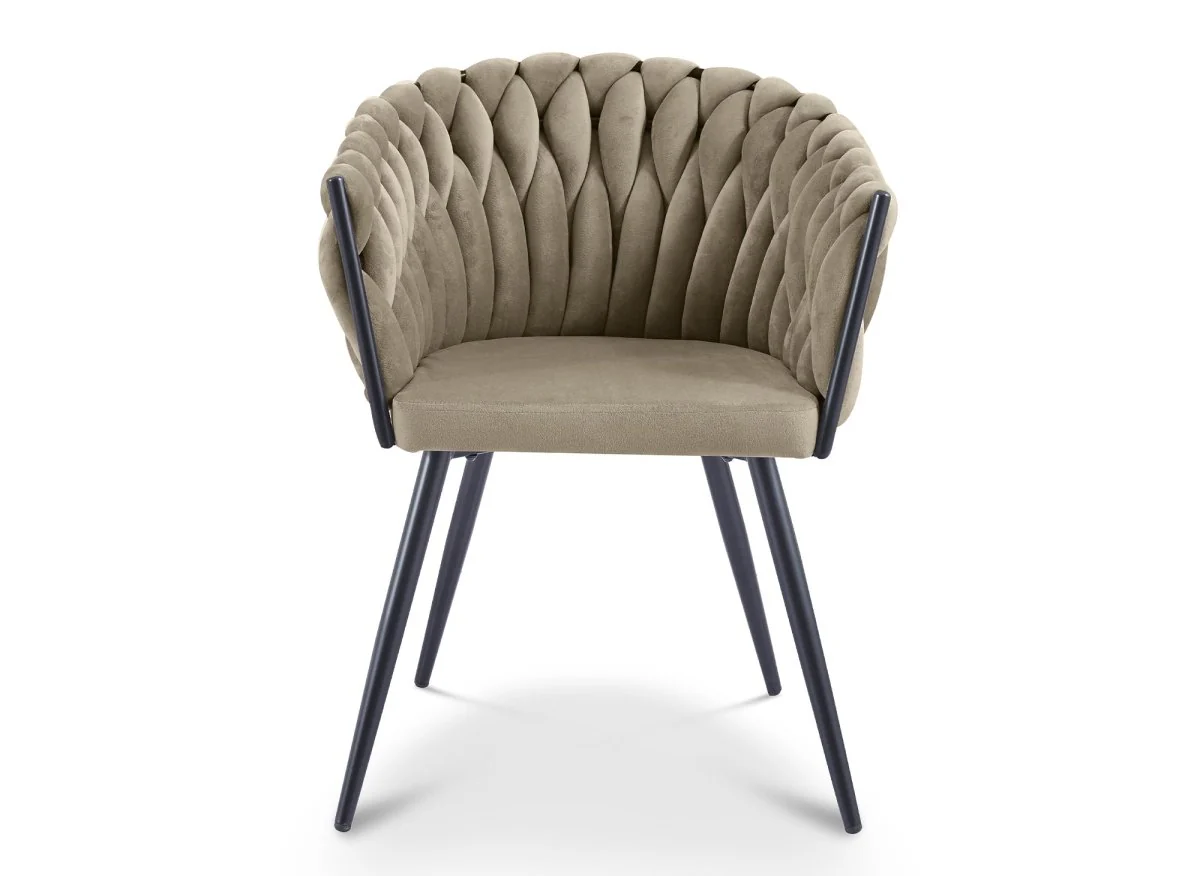 Lot de 2 chaises wave en velours taupe CINDY - Image 5