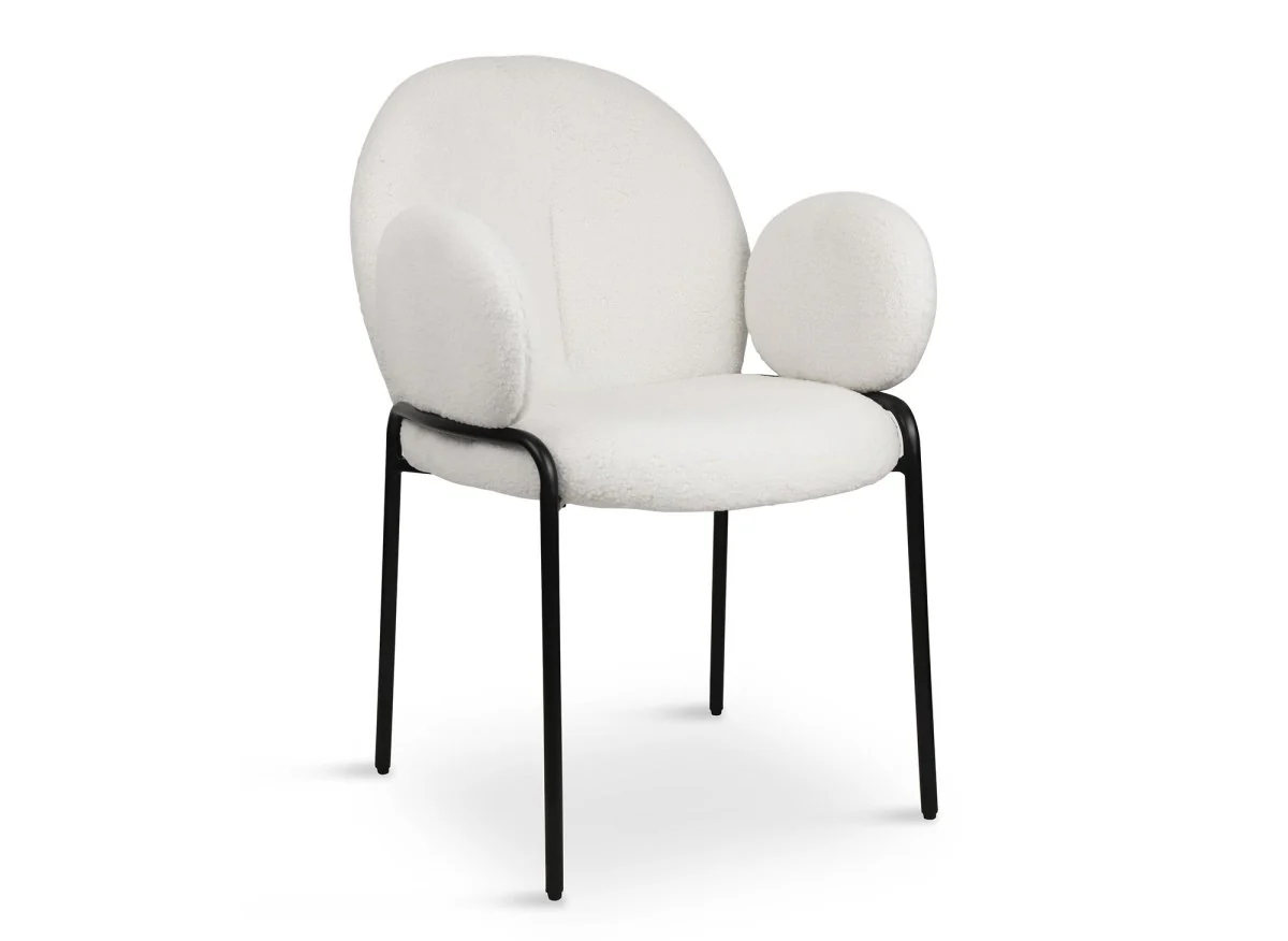 Lot de 2 fauteuils design avec accoudoirs en tissu bouclette blanc BENTA - Image 5