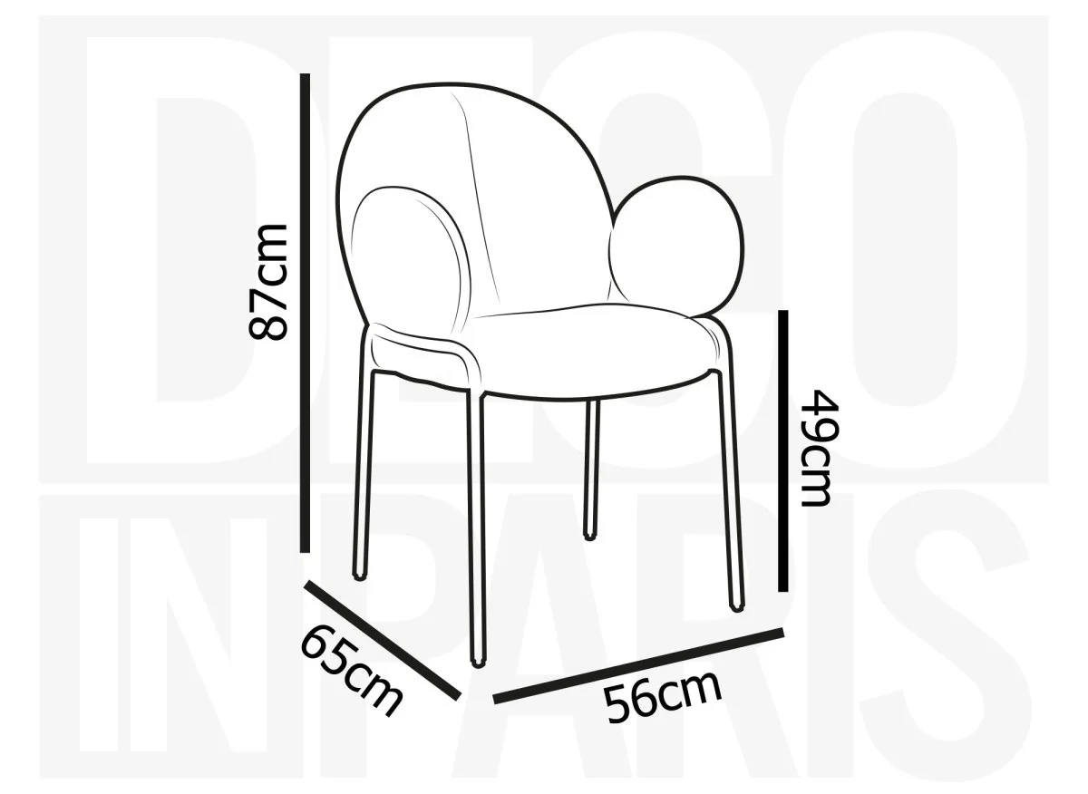 Lot de 2 fauteuils design avec accoudoirs en tissu bouclette blanc BENTA - Image 9