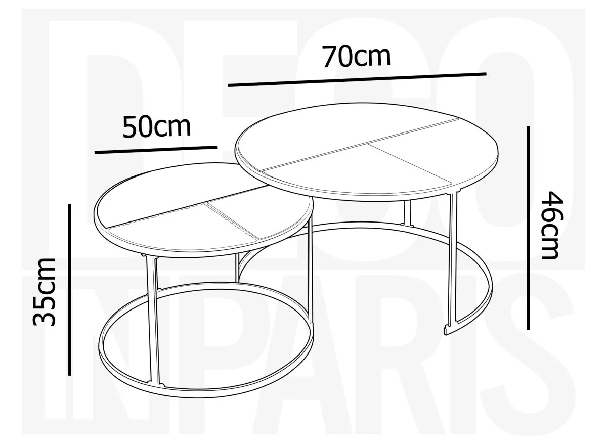 Lot de 2 tables basses gigognes rondes effet rotin JOTA - Image 6
