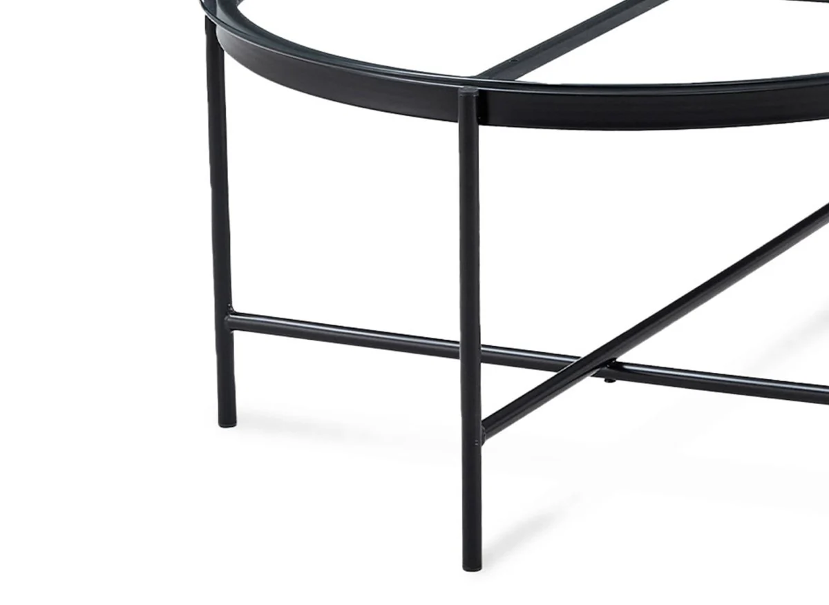 Lot de 2 tables rondes basses en verre et métal MARZIO - Image 5