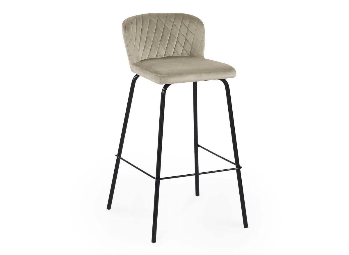 Lot de 2 tabourets de bar design en velours beige BOSCO - Image 5