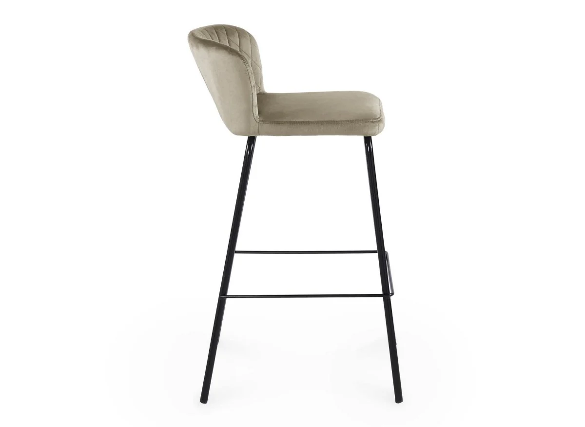 Lot de 2 tabourets de bar design en velours beige BOSCO - Image 7