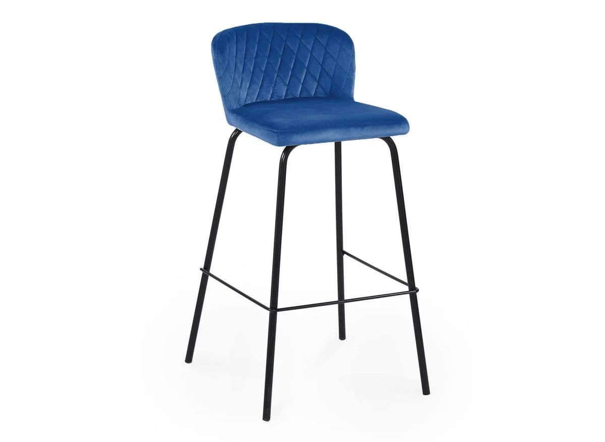 Lot de 2 tabourets de bar design en velours bleu BOSCO - Image 5