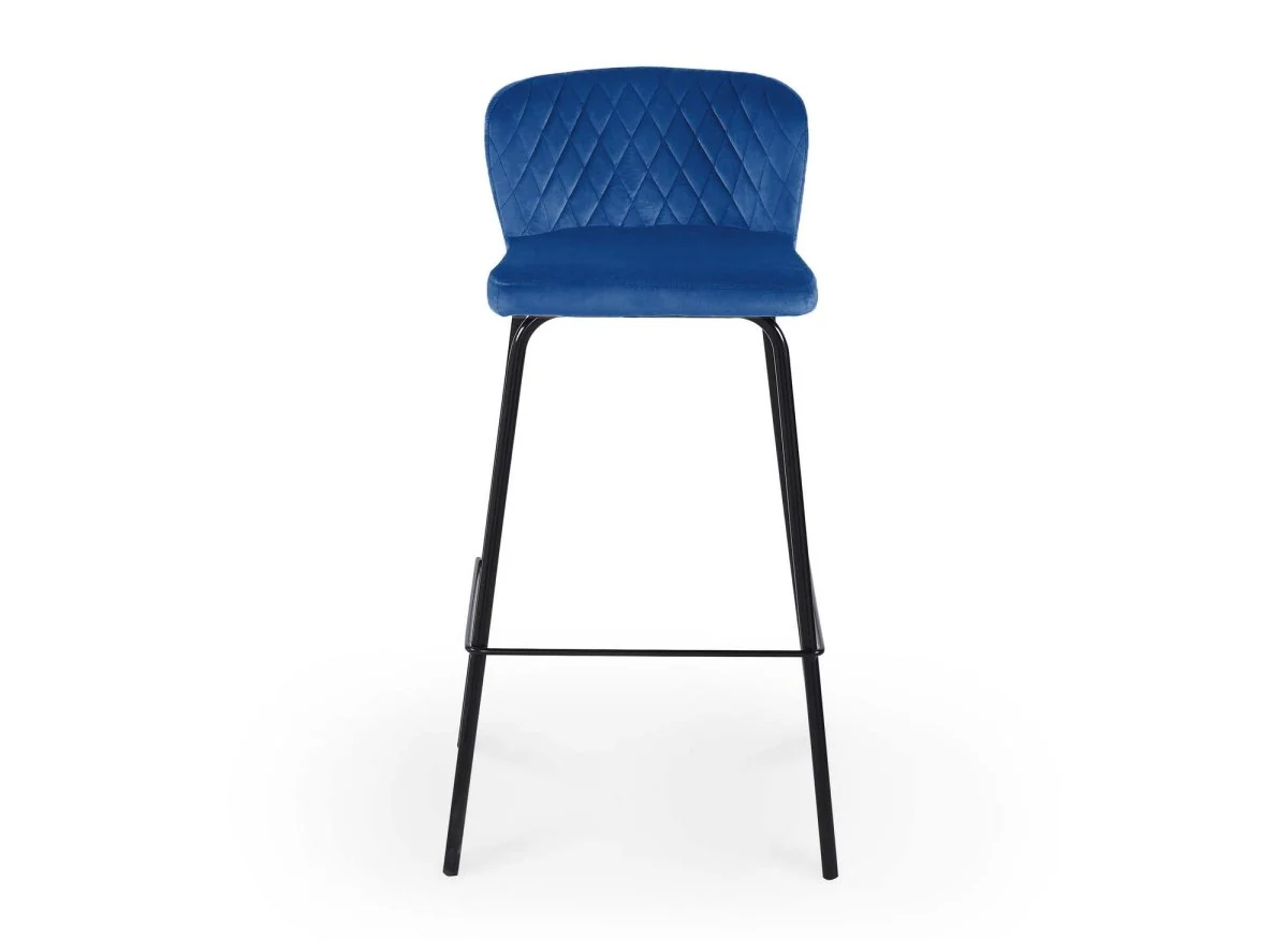 Lot de 2 tabourets de bar design en velours bleu BOSCO - Image 6