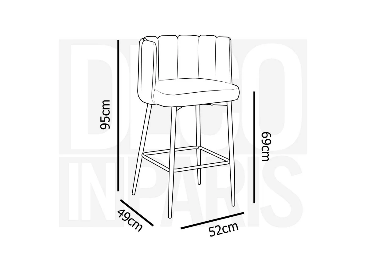Lot de 2 tabourets de bar design en velours bleu DEBBY - Image 11