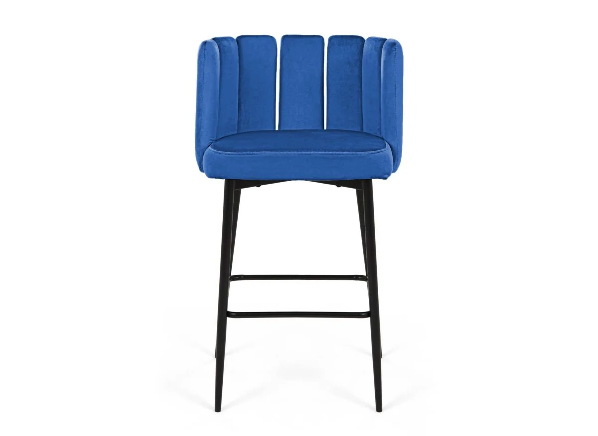 Lot de 2 tabourets de bar design en velours bleu DEBBY - Image 3