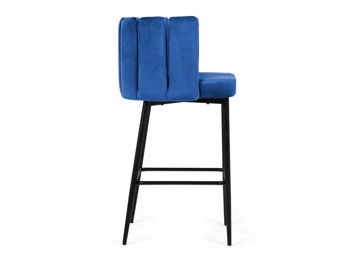 Lot de 2 tabourets de bar design en velours bleu DEBBY - Image 4