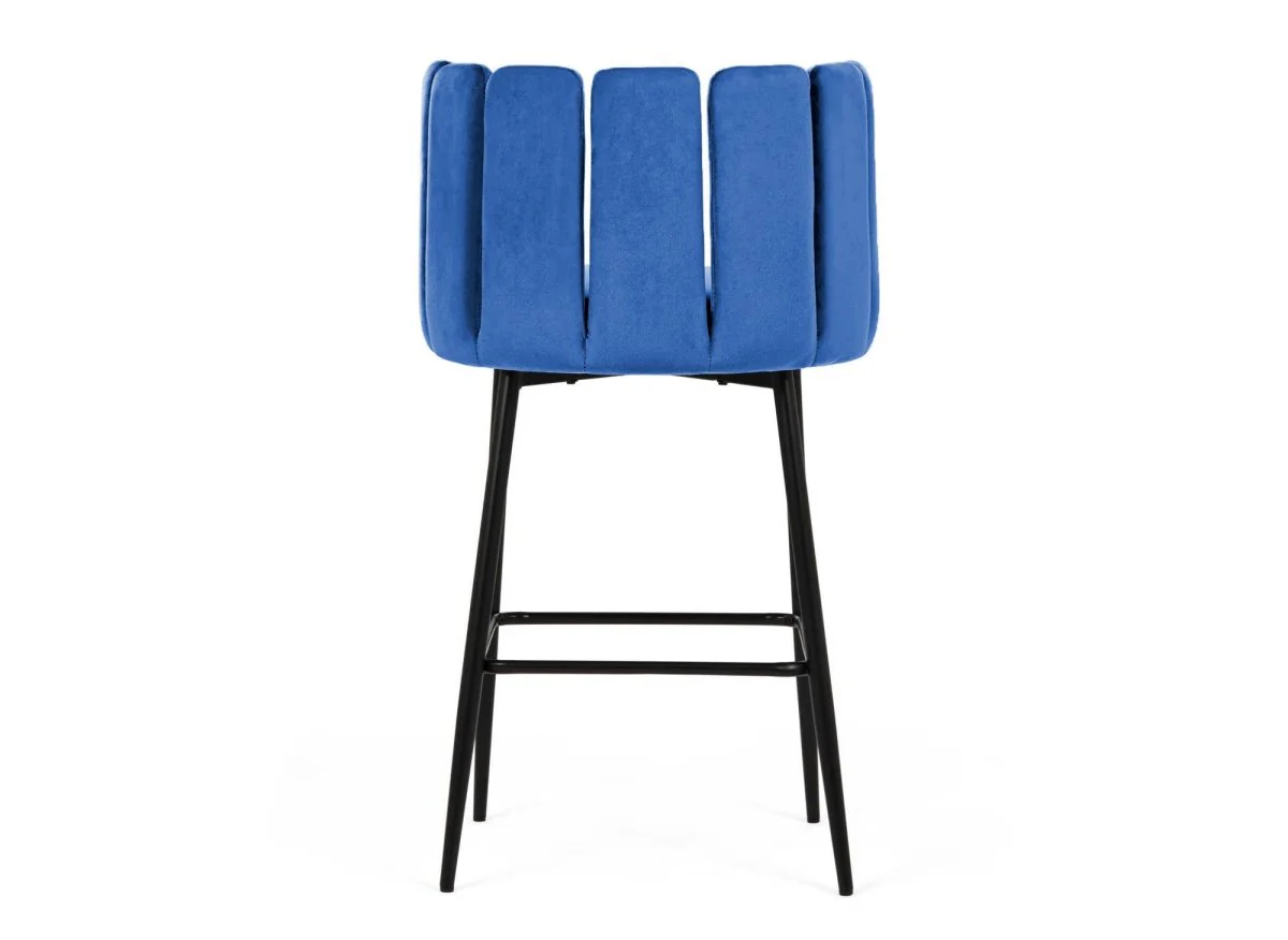 Lot de 2 tabourets de bar design en velours bleu DEBBY - Image 5