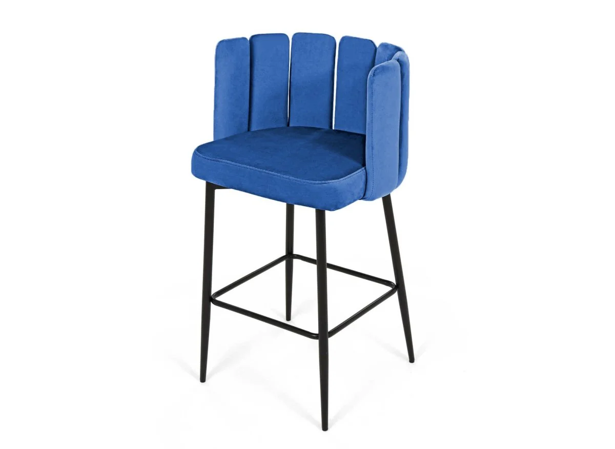 Lot de 2 tabourets de bar design en velours bleu DEBBY - Image 6