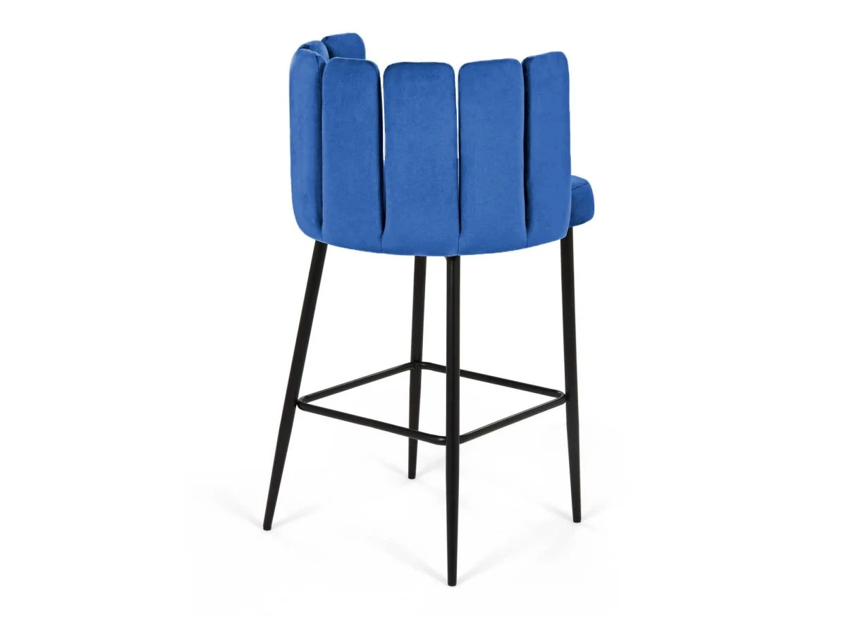 Lot de 2 tabourets de bar design en velours bleu DEBBY - Image 7