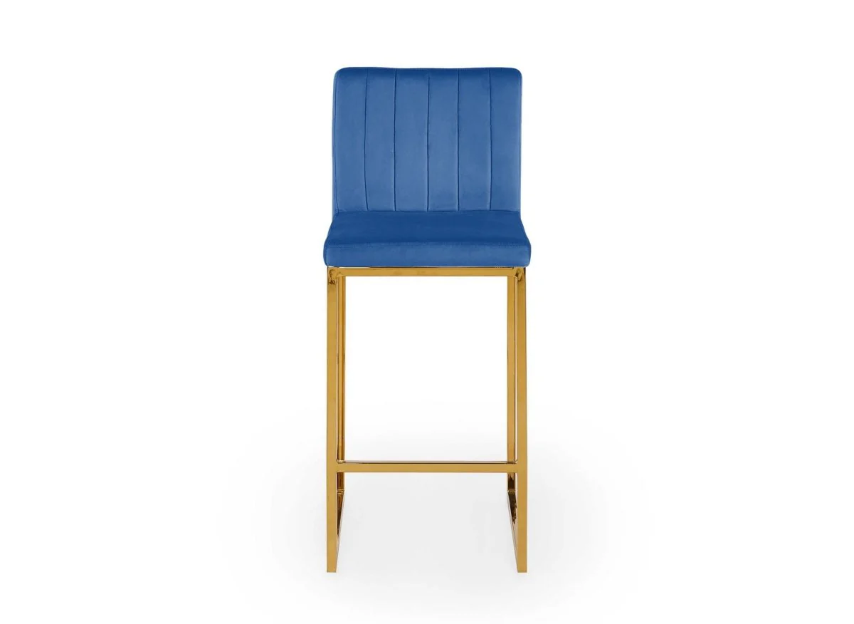 Lot de 2 tabourets de bar design en velours bleu FRIDA - Image 4