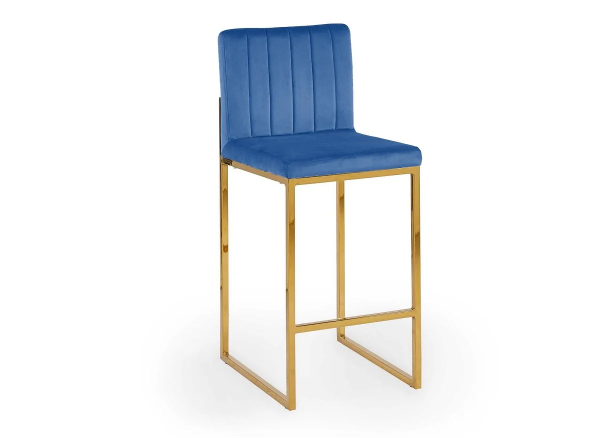 Lot de 2 tabourets de bar design en velours bleu FRIDA - Image 5