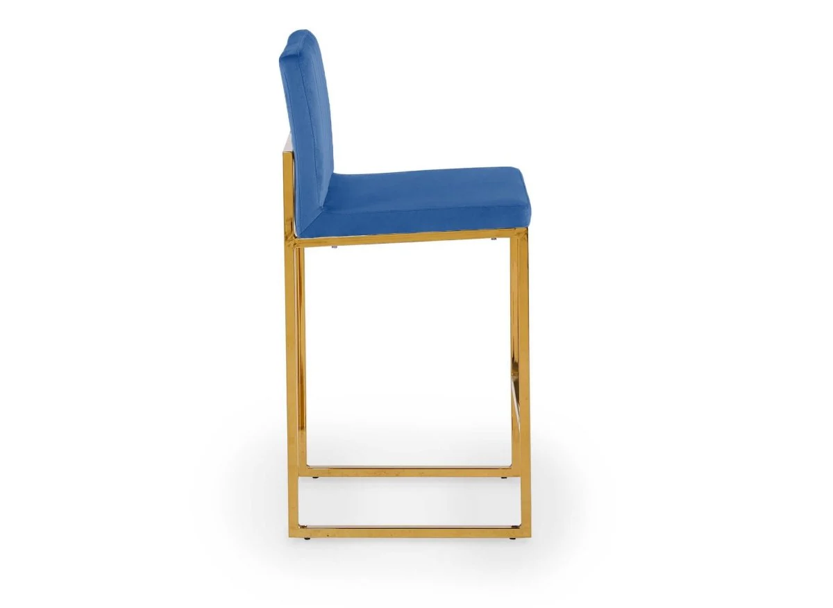Lot de 2 tabourets de bar design en velours bleu FRIDA - Image 6