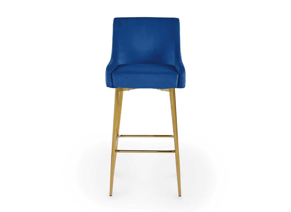 Lot de 2 tabourets de bar design en velours bleu LALYA - Image 4