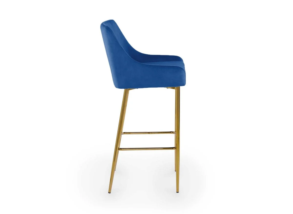 Lot de 2 tabourets de bar design en velours bleu LALYA - Image 6