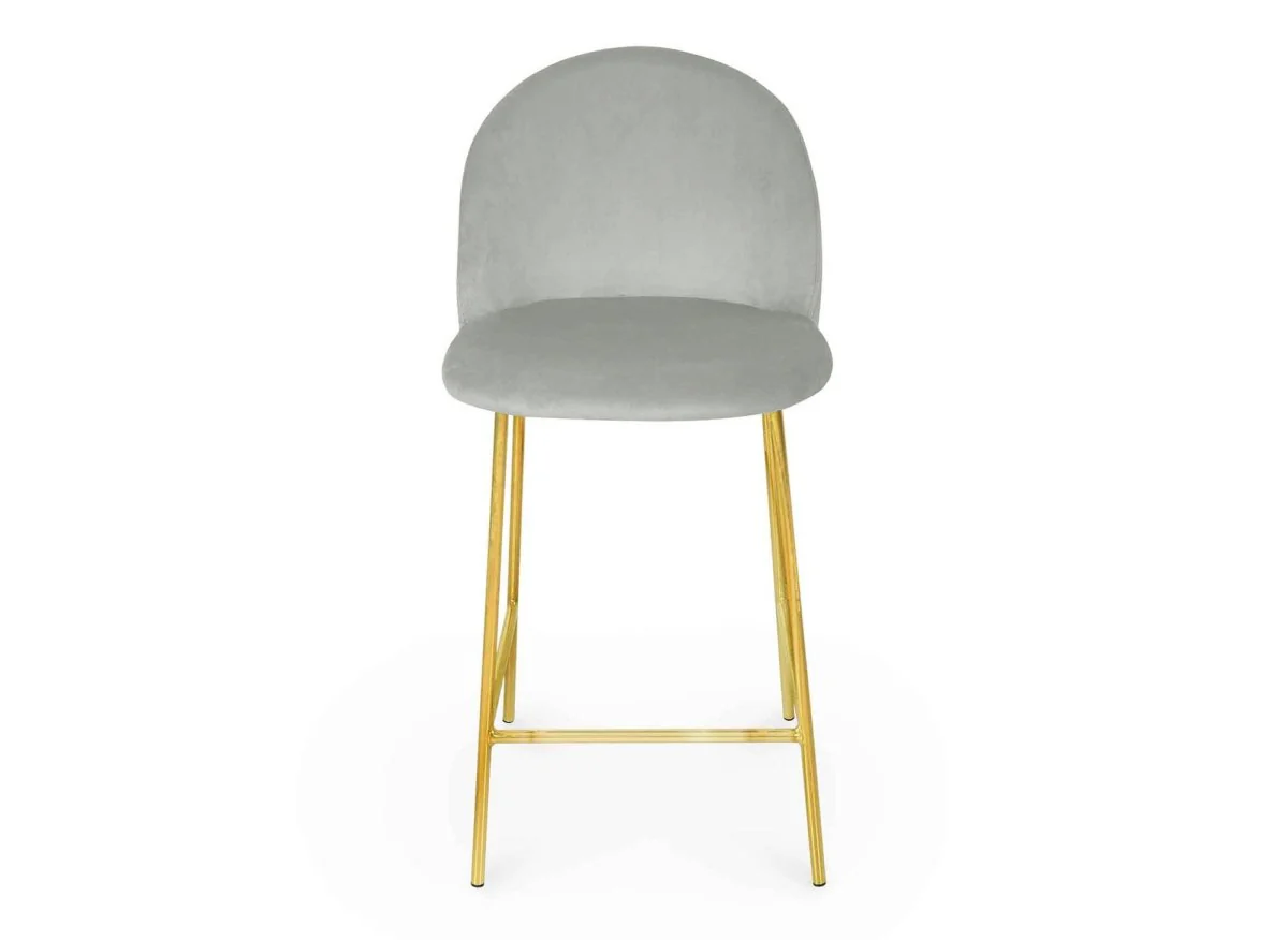 Lot de 2 tabourets de bar design en velours gris ARABEL - Image 4
