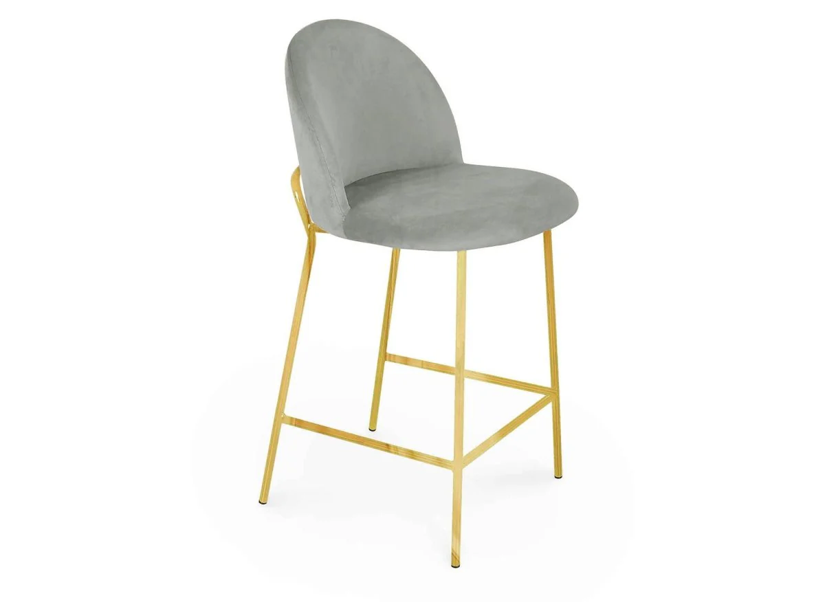 Lot de 2 tabourets de bar design en velours gris ARABEL - Image 5