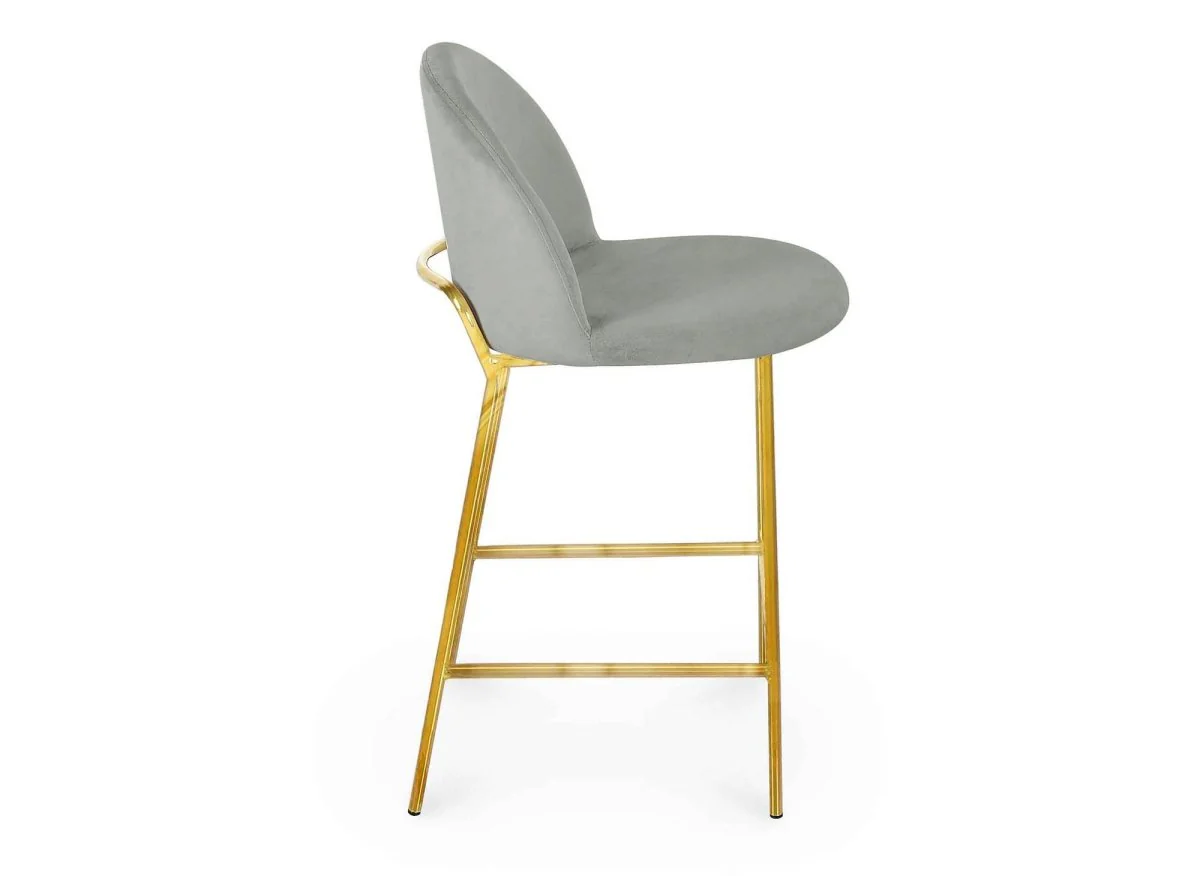 Lot de 2 tabourets de bar design en velours gris ARABEL - Image 6
