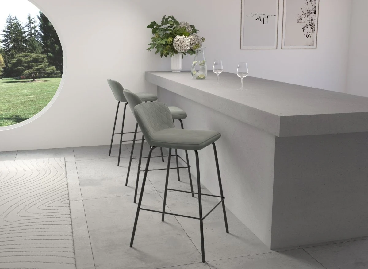 Lot de 2 tabourets de bar design en velours gris BOSCO - Image 4