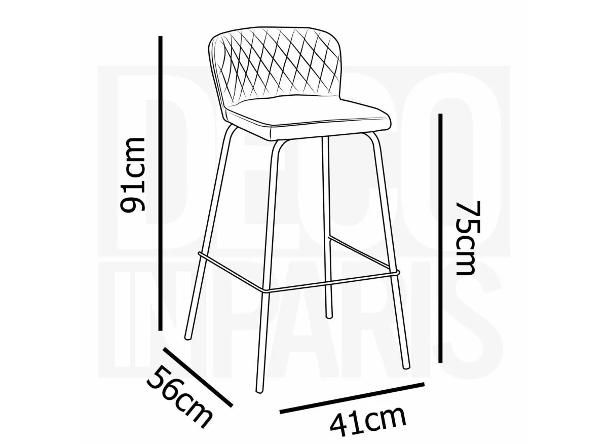 Lot de 2 tabourets de bar design en velours gris BOSCO - Image 9