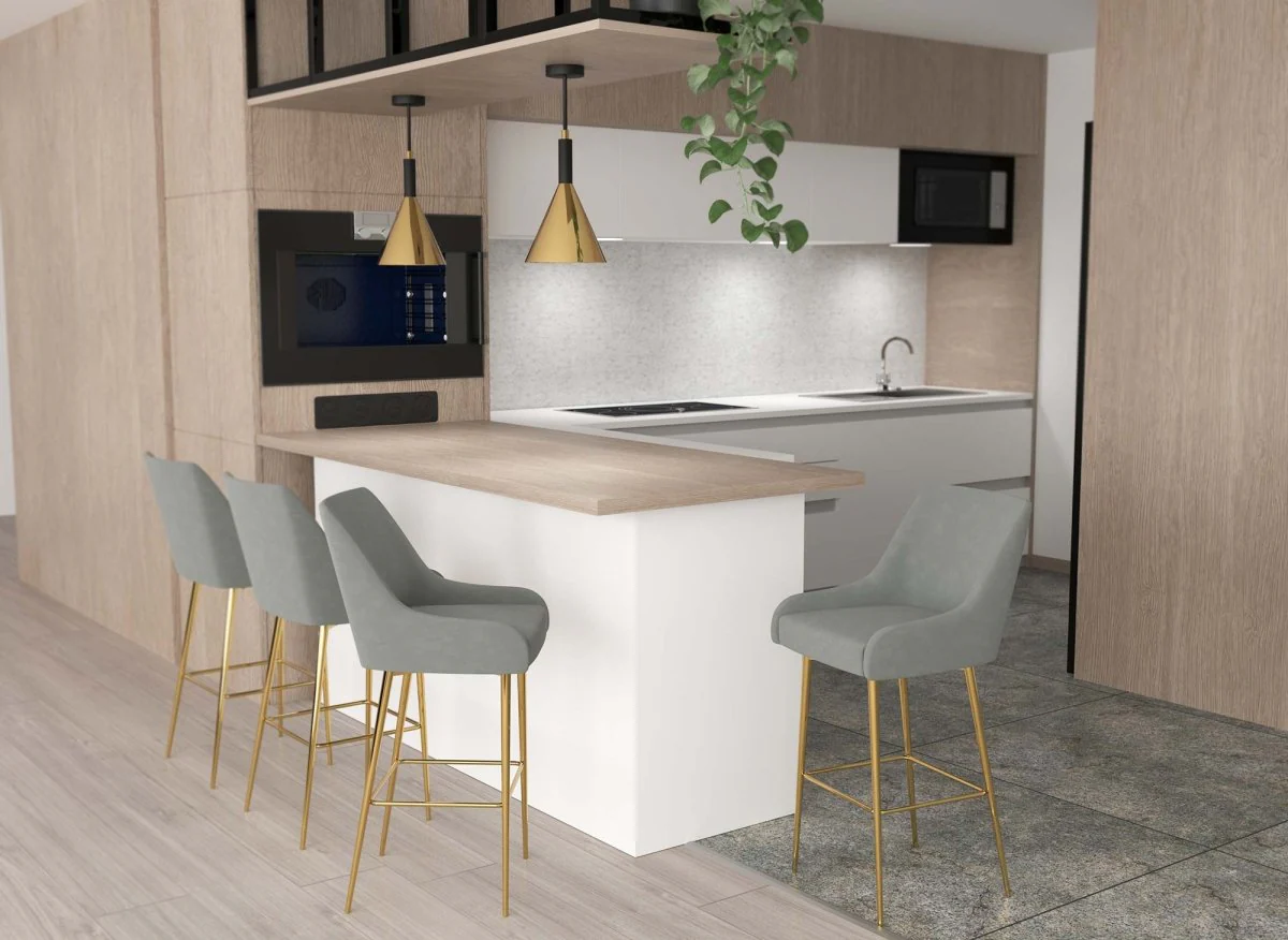 Lot de 2 tabourets de bar design en velours gris LALYA - Image 3