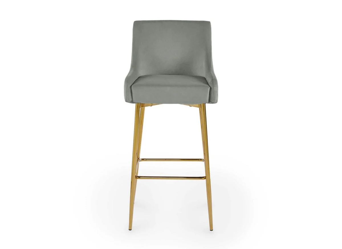 Lot de 2 tabourets de bar design en velours gris LALYA - Image 4