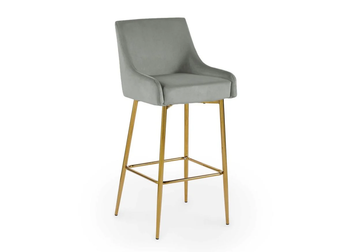 Lot de 2 tabourets de bar design en velours gris LALYA - Image 5