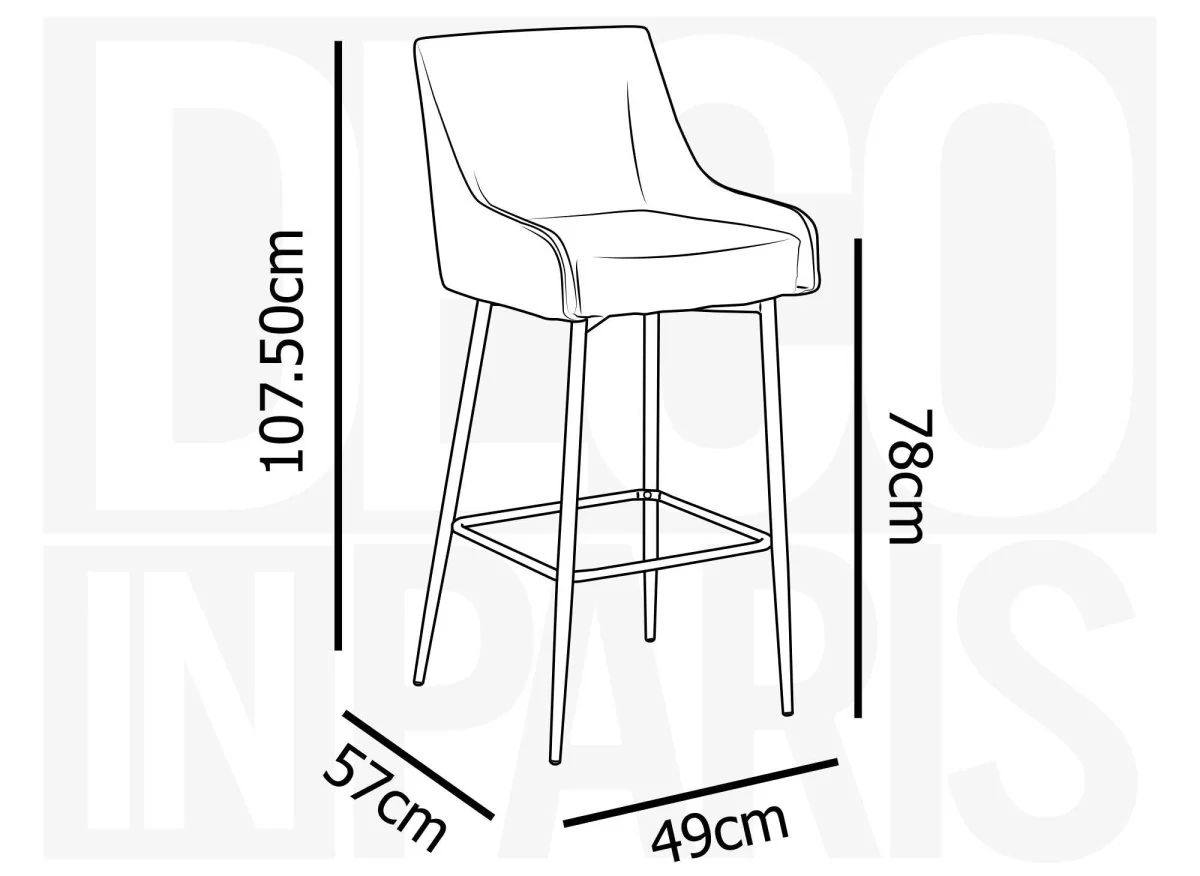 Lot de 2 tabourets de bar design en velours gris LALYA - Image 8