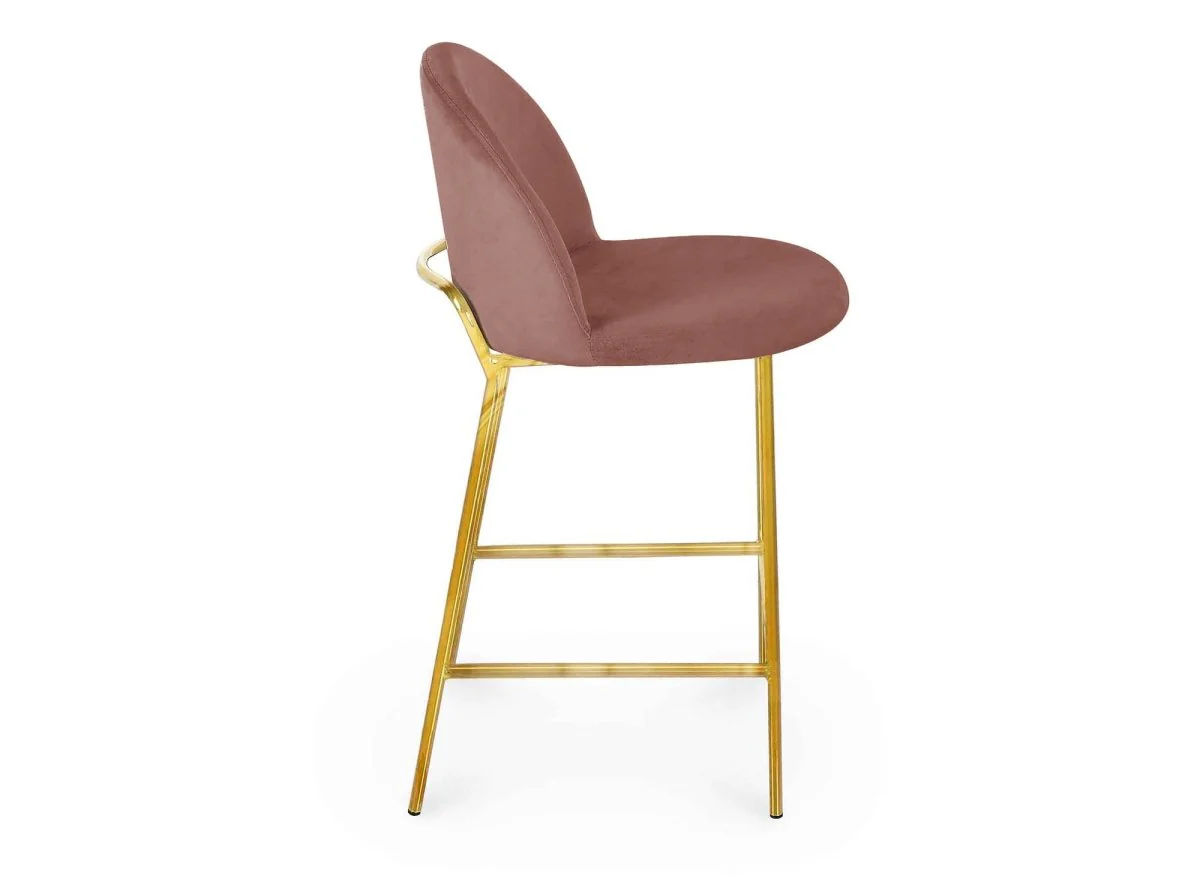 Lot de 2 tabourets de bar design en velours rose ARABEL - Image 6