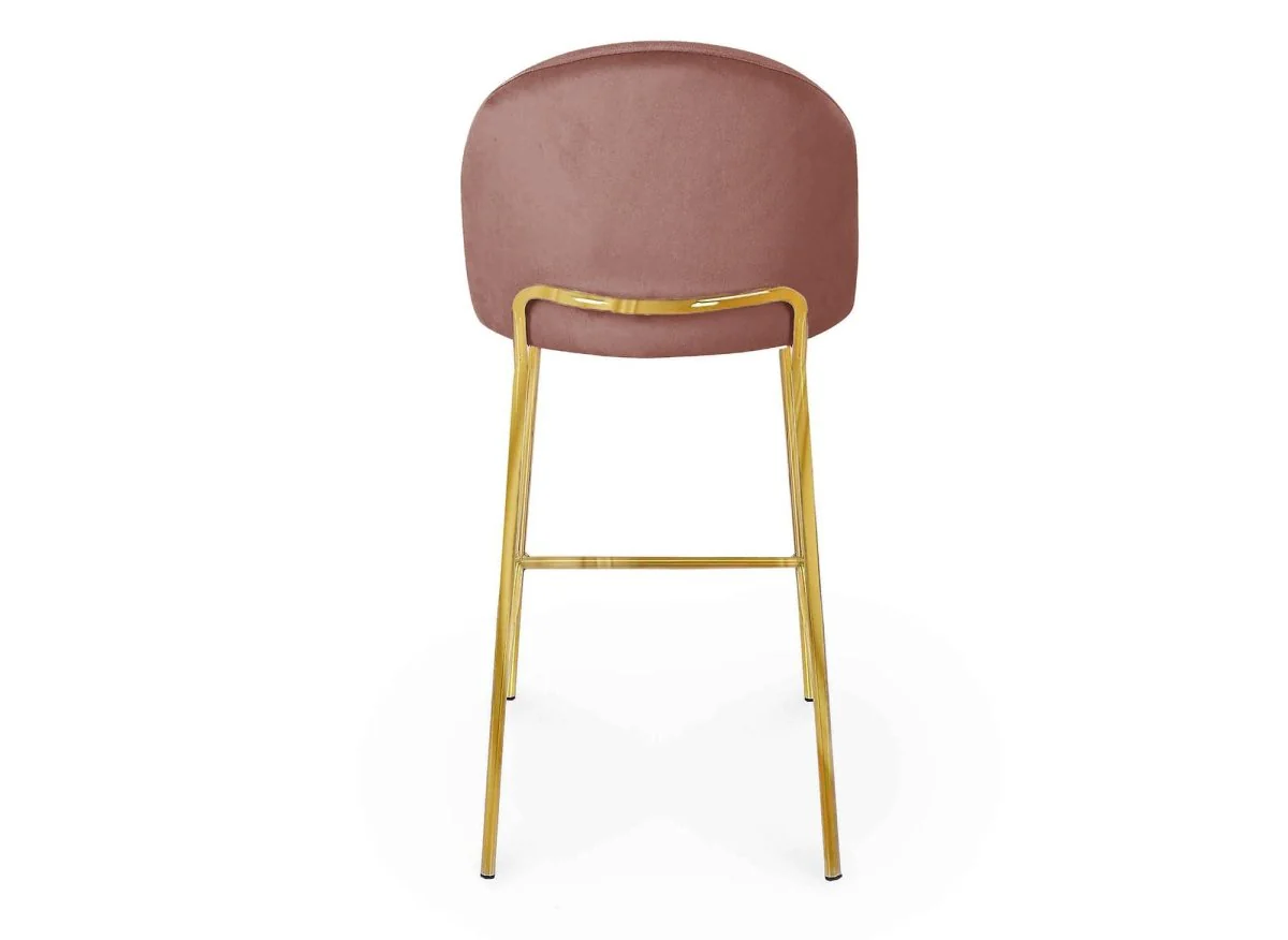 Lot de 2 tabourets de bar design en velours rose ARABEL - Image 7