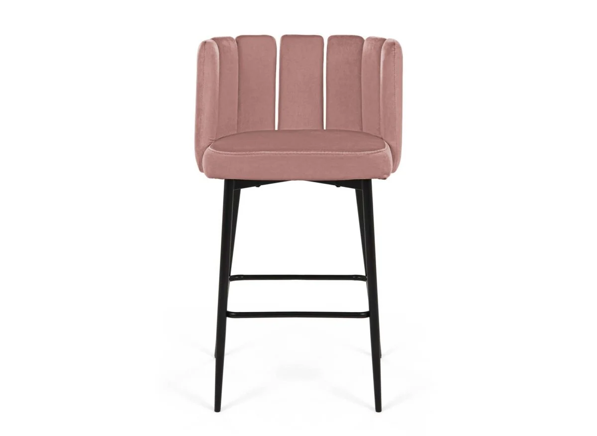Lot de 2 tabourets de bar design en velours rose DEBBY - Image 3