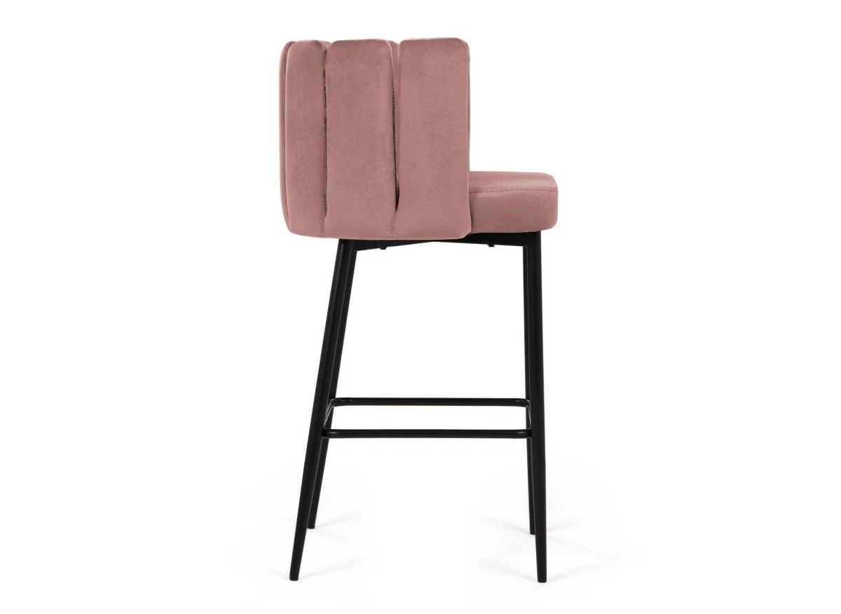 Lot de 2 tabourets de bar design en velours rose DEBBY - Image 4