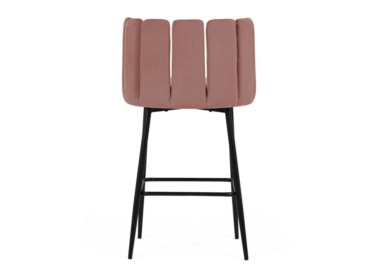 Lot de 2 tabourets de bar design en velours rose DEBBY - Image 5