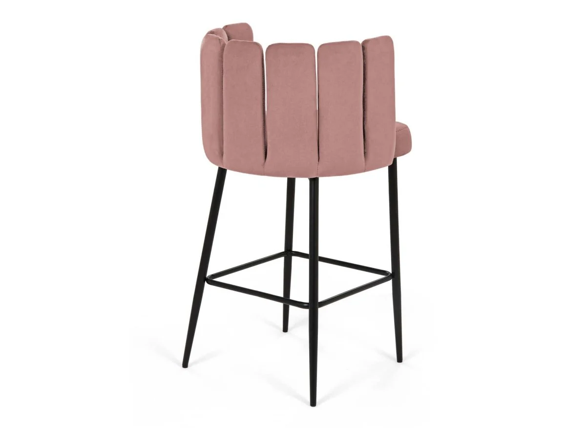 Lot de 2 tabourets de bar design en velours rose DEBBY - Image 7