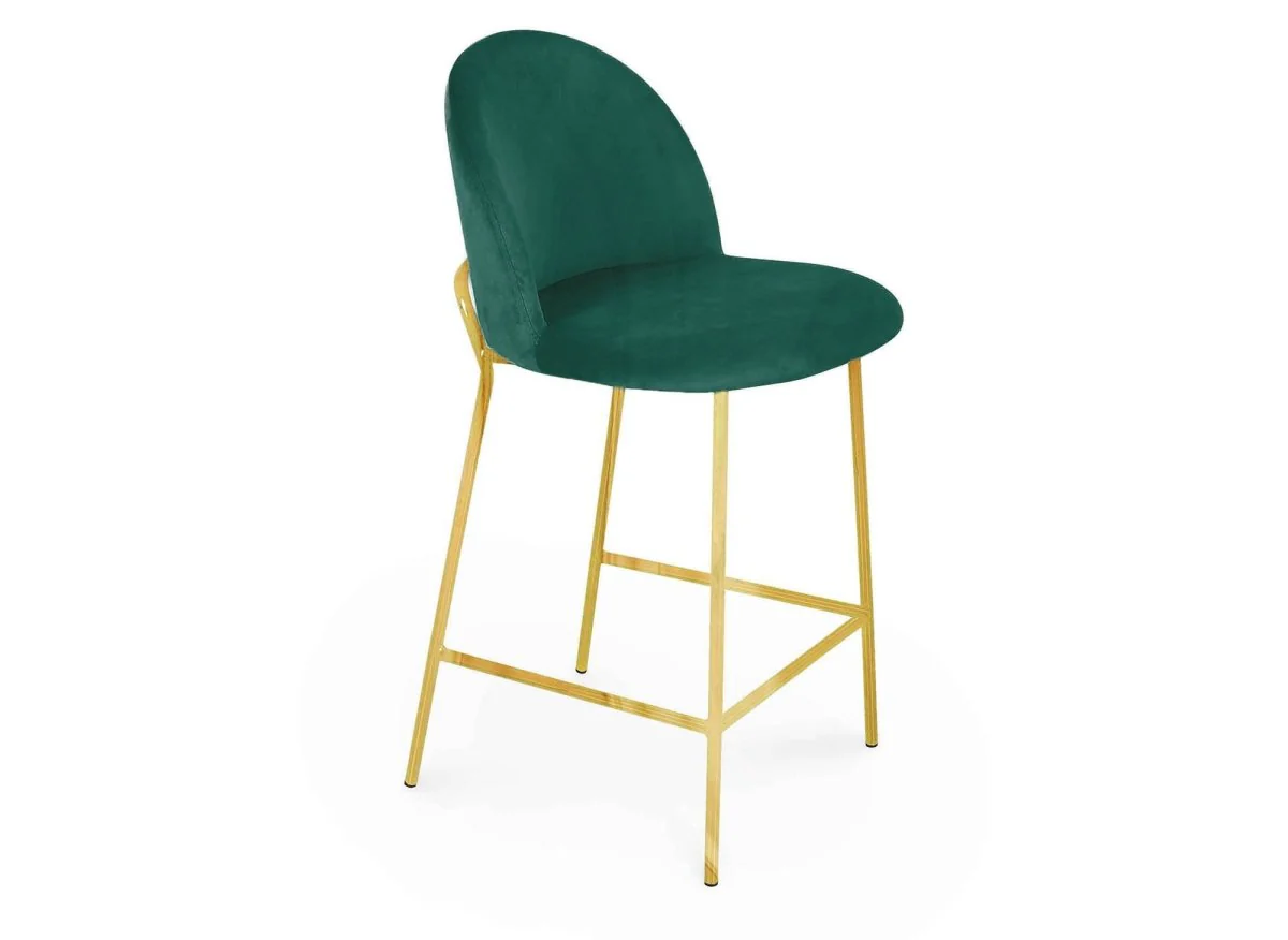 Lot de 2 tabourets de bar design en velours vert ARABEL - Image 5
