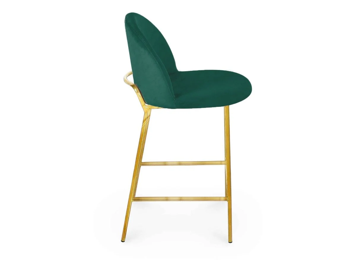 Lot de 2 tabourets de bar design en velours vert ARABEL - Image 6
