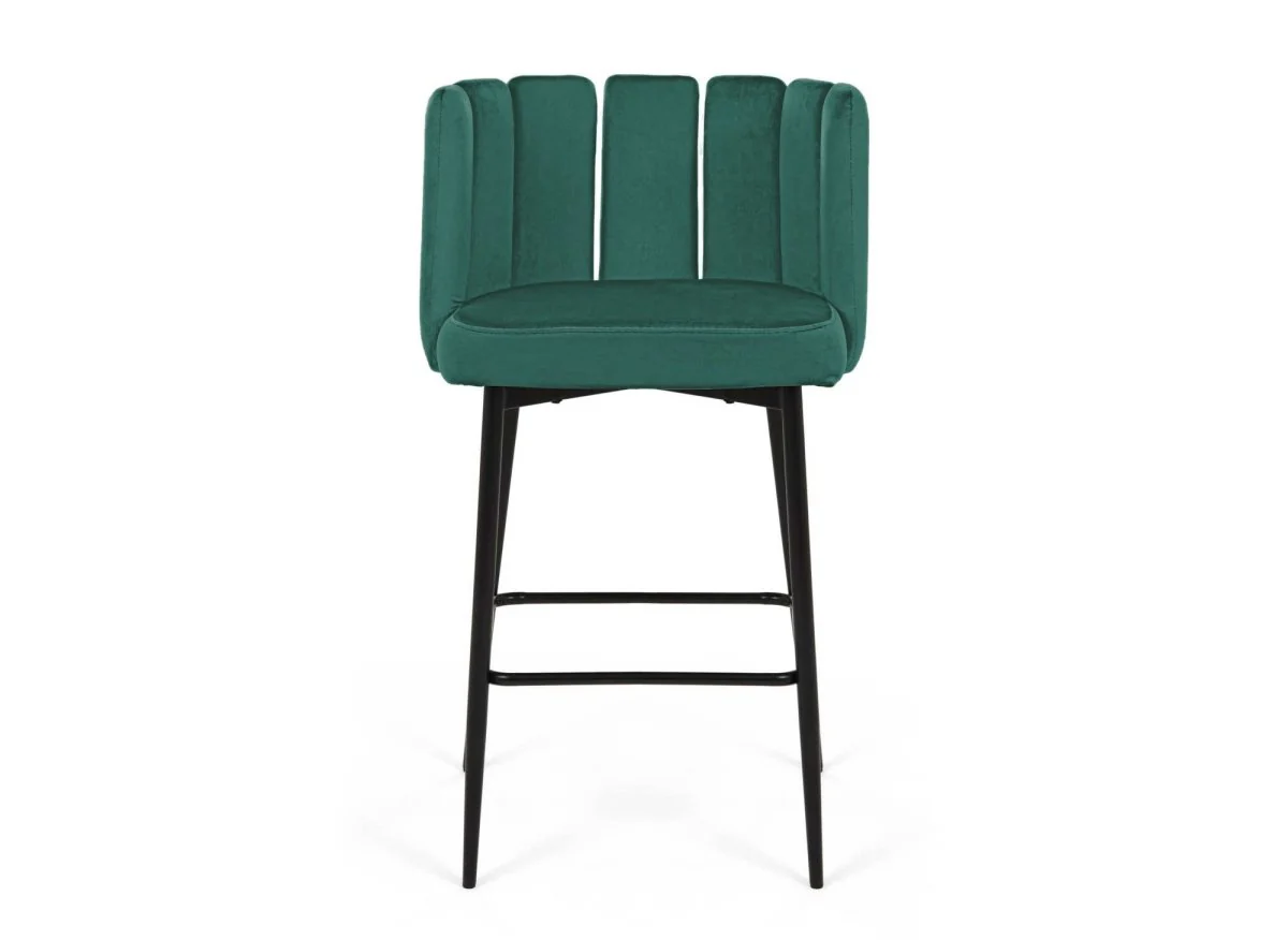 Lot de 2 tabourets de bar design en velours vert DEBBY - Image 3