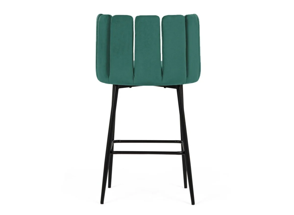 Lot de 2 tabourets de bar design en velours vert DEBBY - Image 5