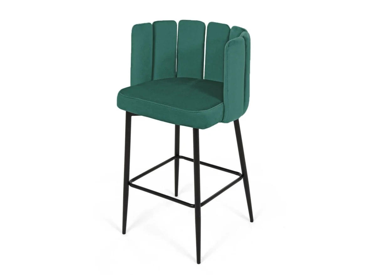 Lot de 2 tabourets de bar design en velours vert DEBBY - Image 6