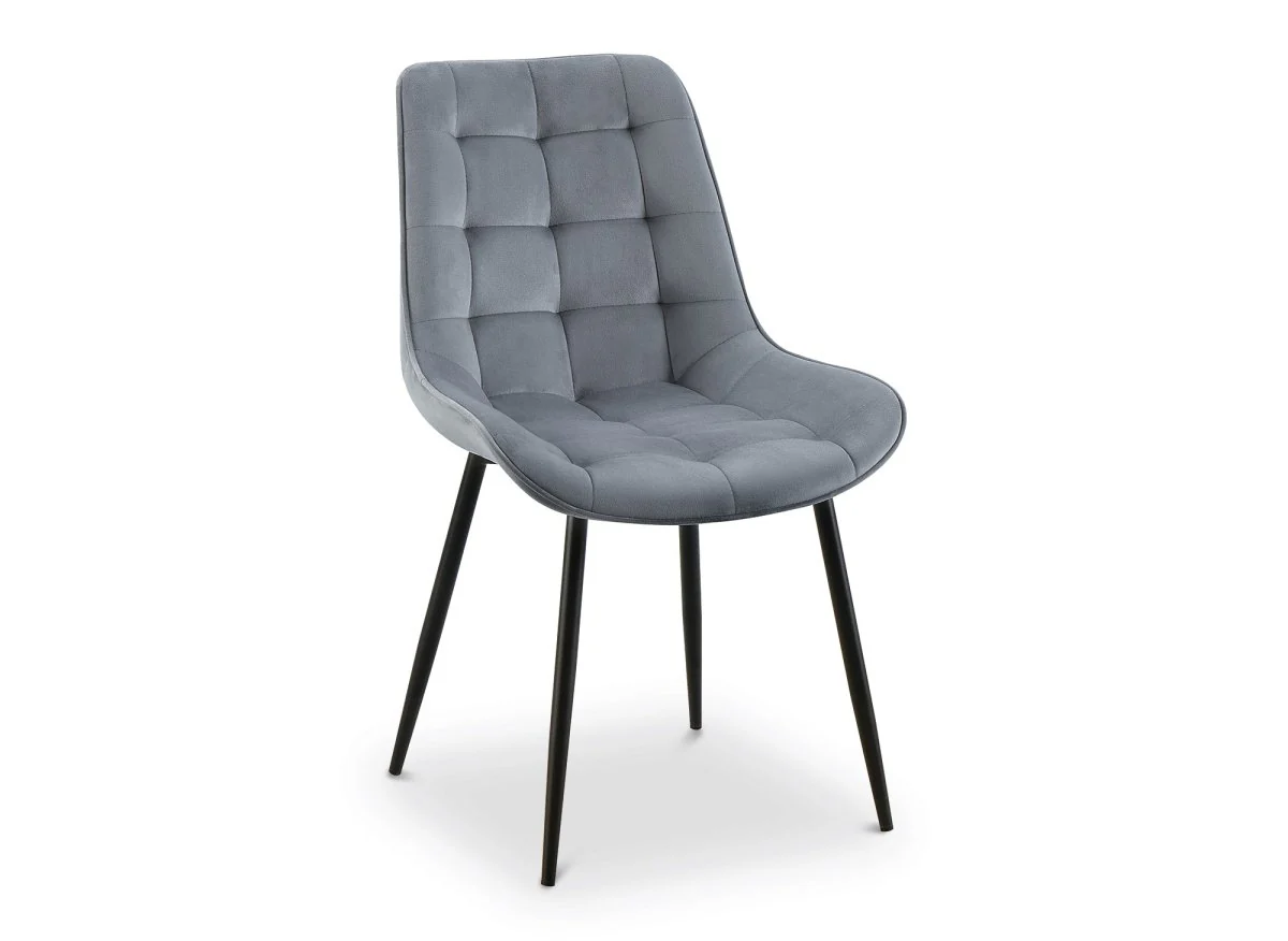 Lot de 4 chaises capitonnées en velours gris SOREN - Image 3