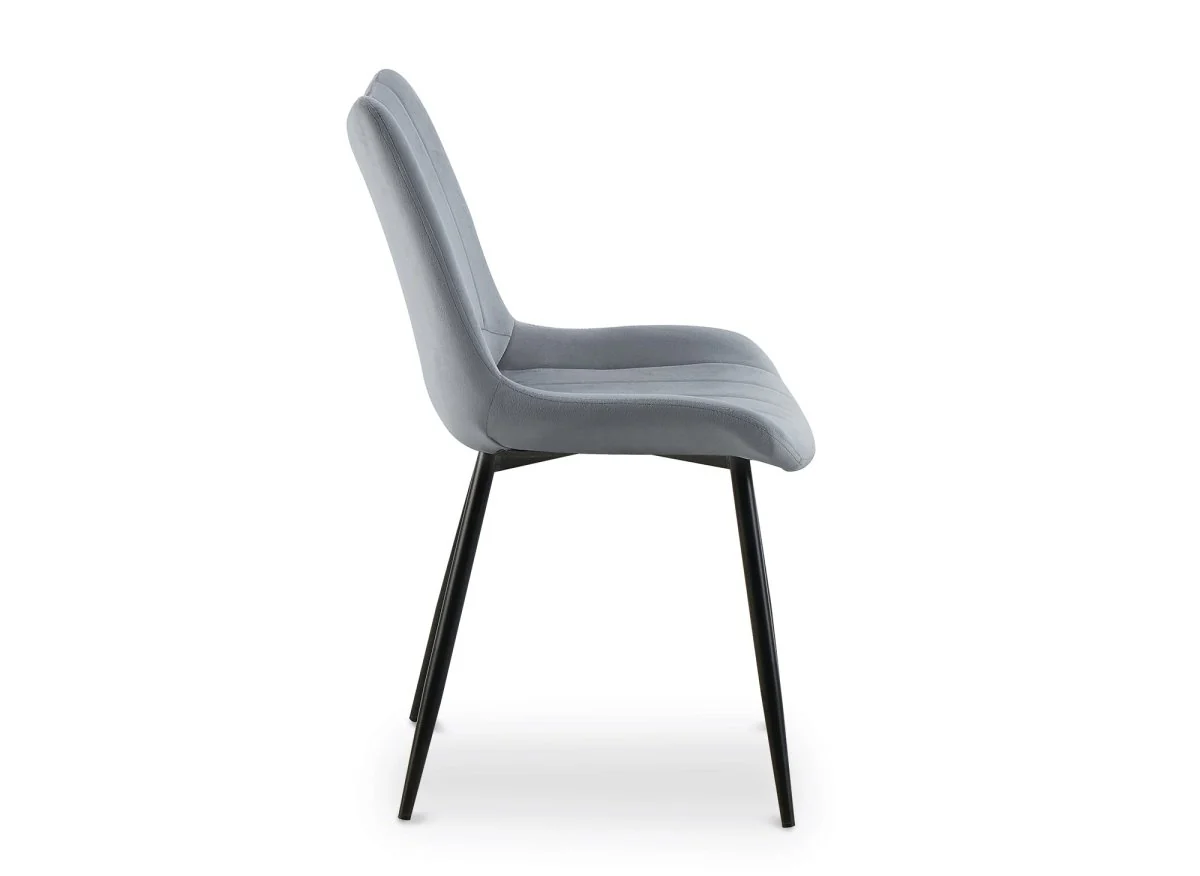 Lot de 4 chaises capitonnées en velours gris SOREN - Image 4