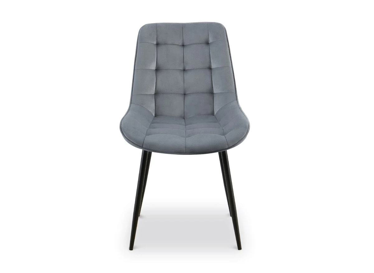 Lot de 4 chaises capitonnées en velours gris SOREN - Image 5
