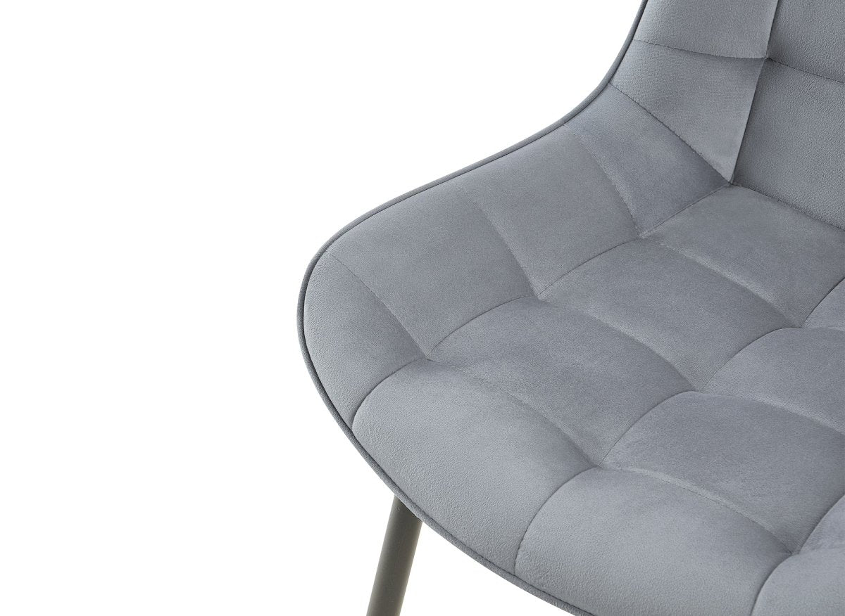 Lot de 4 chaises capitonnées en velours gris SOREN - Image 7