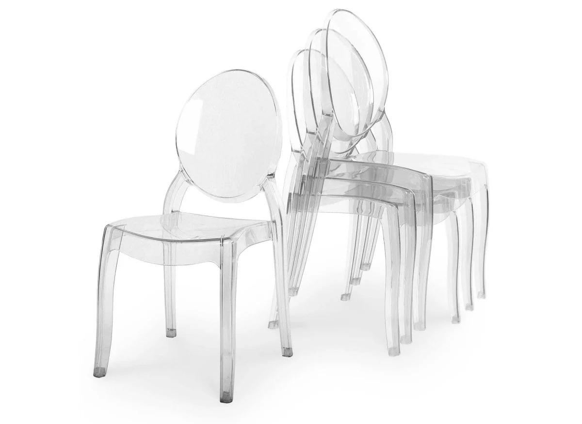 Lot de 4 chaises design en plexi transparent TOLGA