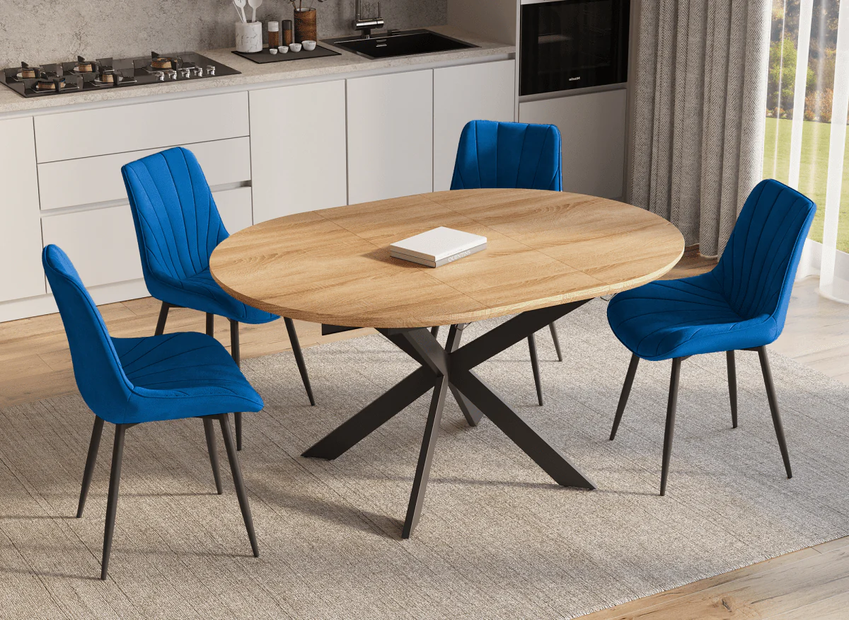 Lot de 4 chaises design en velours bleu ELOVA - Image 3