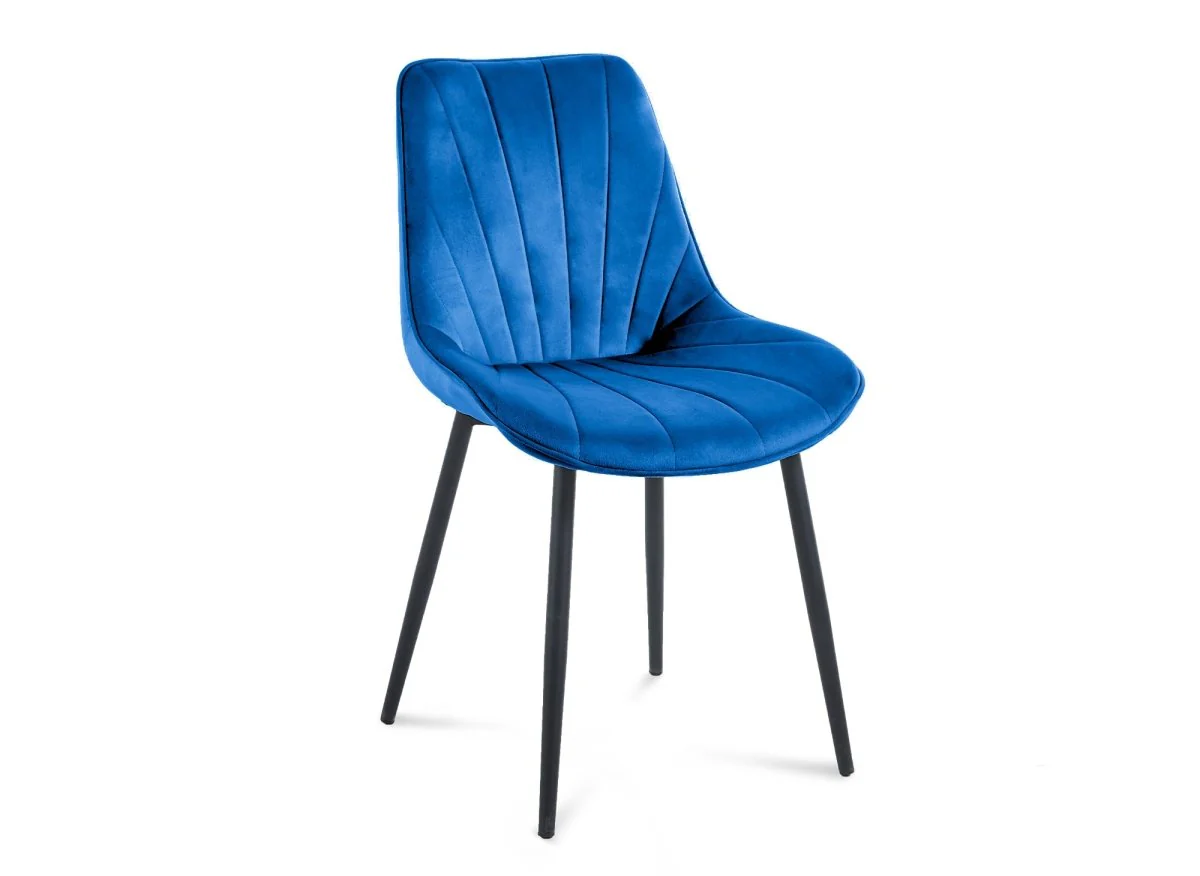 Lot de 4 chaises design en velours bleu ELOVA - Image 6