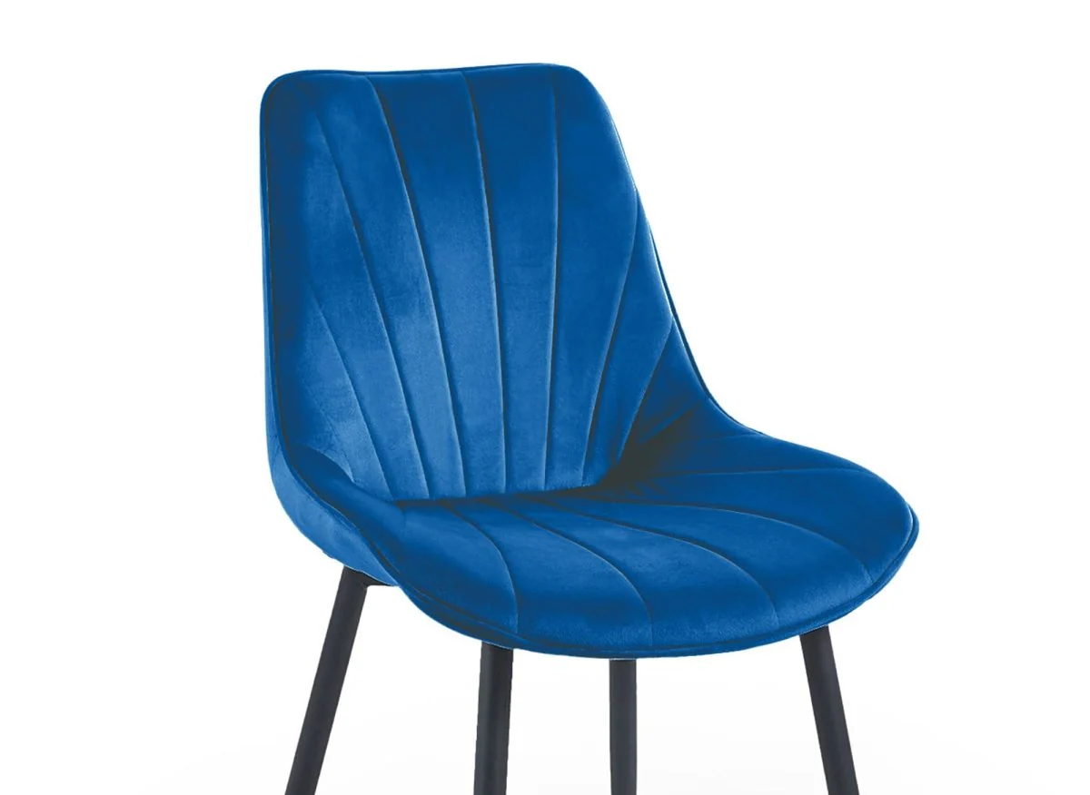 Lot de 4 chaises design en velours bleu ELOVA - Image 9