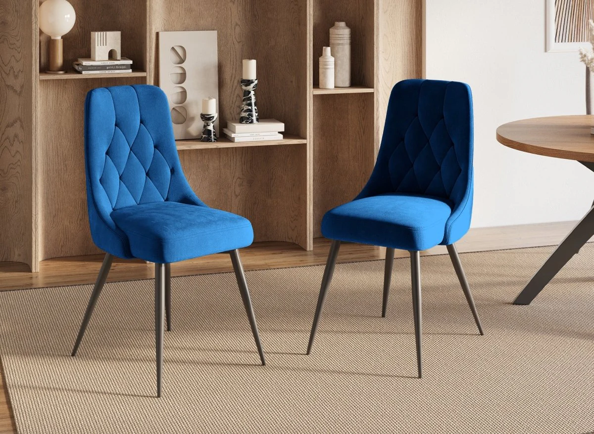 Lot de 4 chaises design en velours bleu OLVEA - Image 3